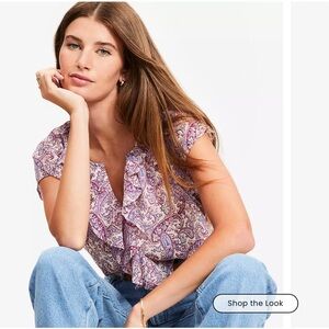 LOFT Purple Pink Paisley Blouse